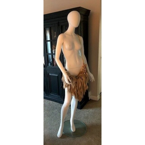 AUTHENTIC PRE-OWNED ROBERTO CAVALLI RUNWAY LEOPARD & FUR HOBO BAG GOLD HARDWARE - Picture 1 of 5